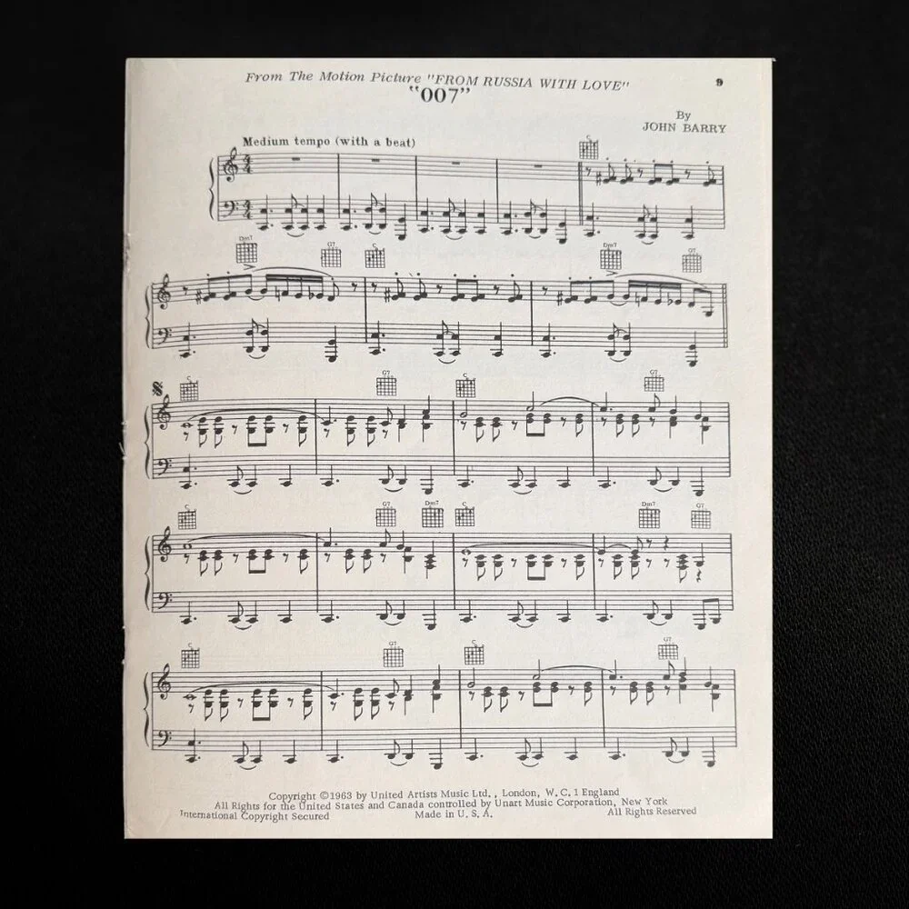 1964 James Bond 007 Song Book - Sheet Music Collectible Vintage